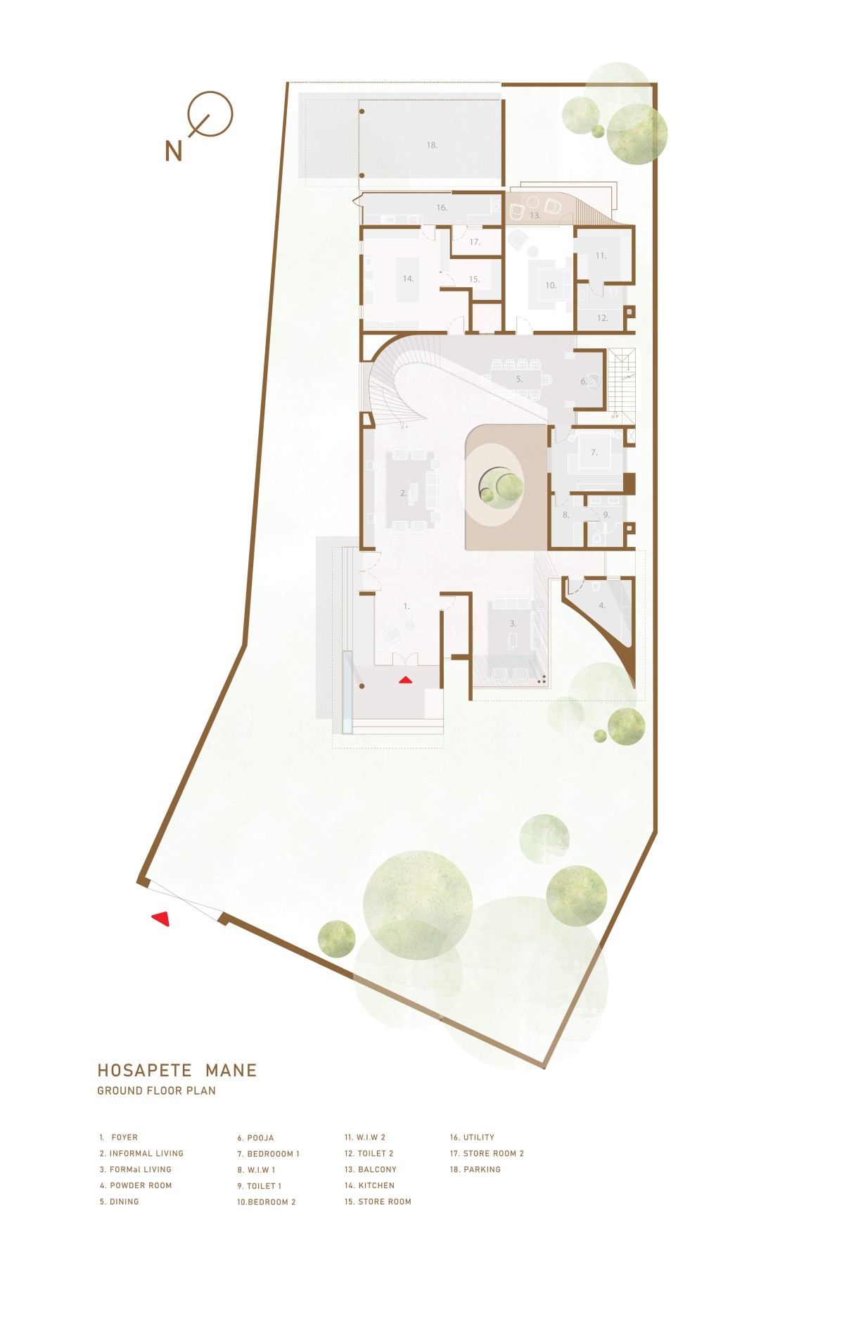 Ground floor plan of Hosapete Mane by Cadence Architects