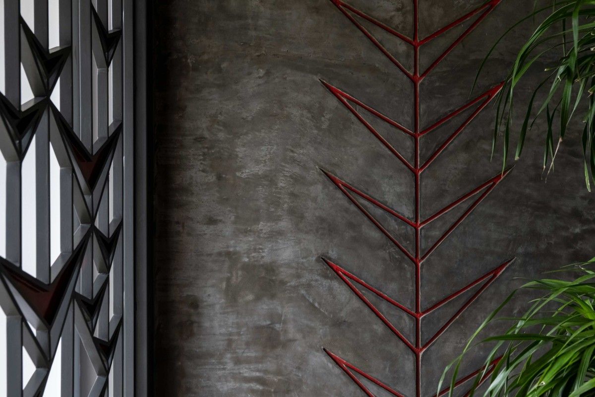 Detailed shot of cement finished wall of Istana by Ta-Da Design Collective Llp