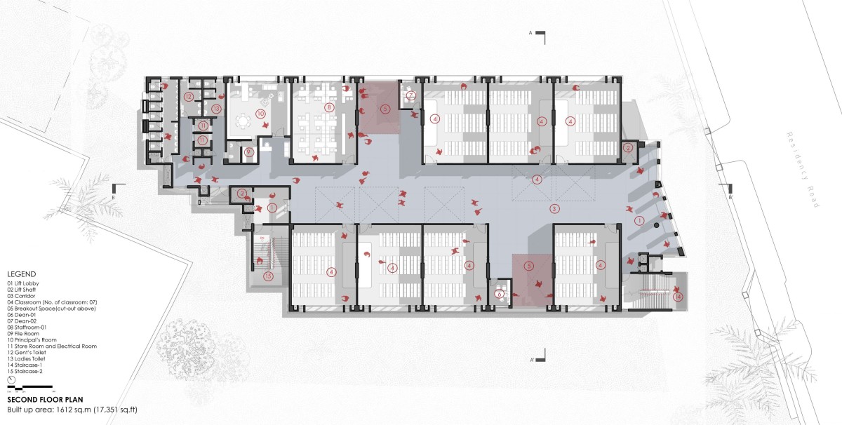 Second floor plan of St. Joseph’s College of Law by Betweenspaces