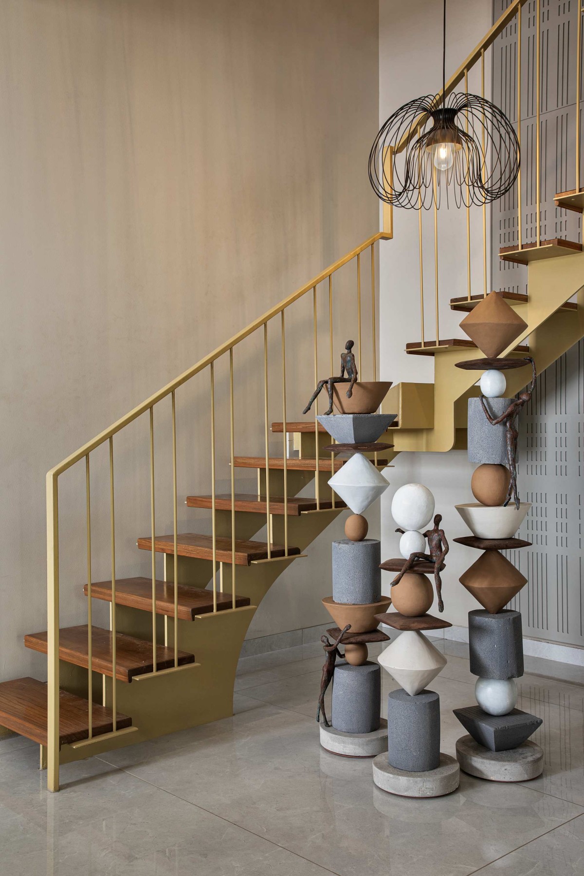 Staircase of A Modern Residence with a Natural Touch by V Shah Design Studio