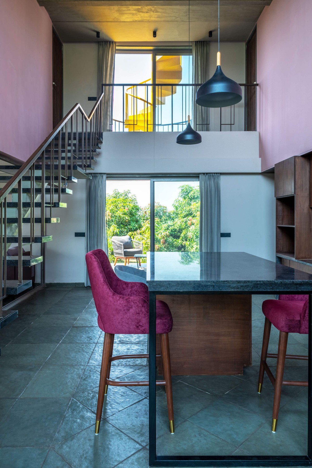 Dining of Colorful Vacation Home by Manoj Patel Design Studio
