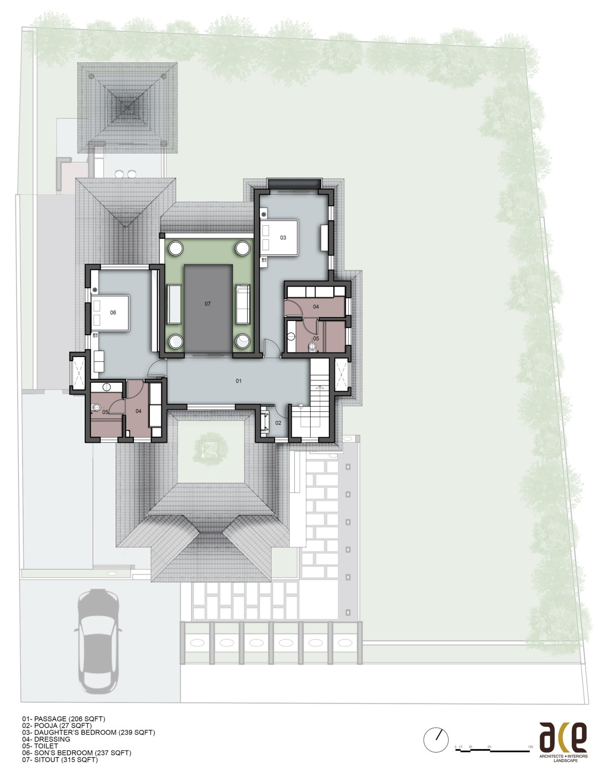 First floor plan of The Boho House by Ace Associates