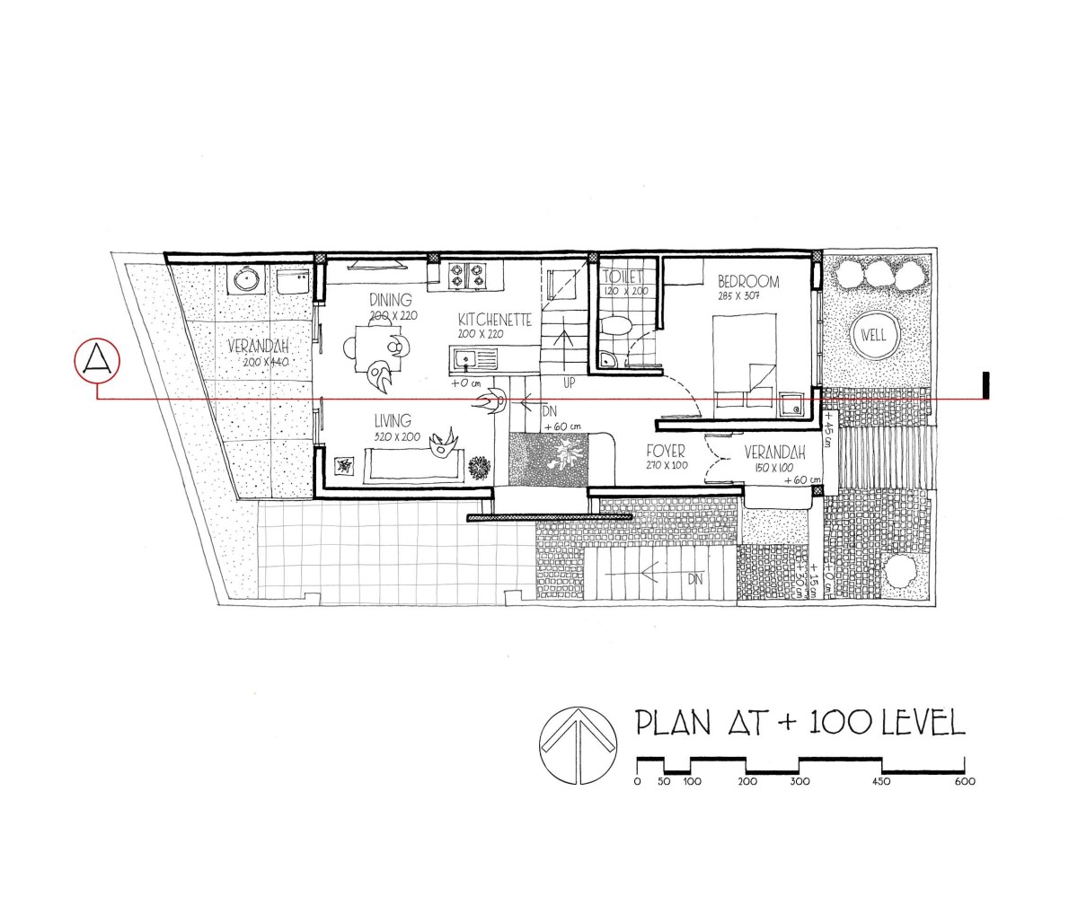 Ground floor plan of Idam- A house that calls back by Ishtika Design Studio