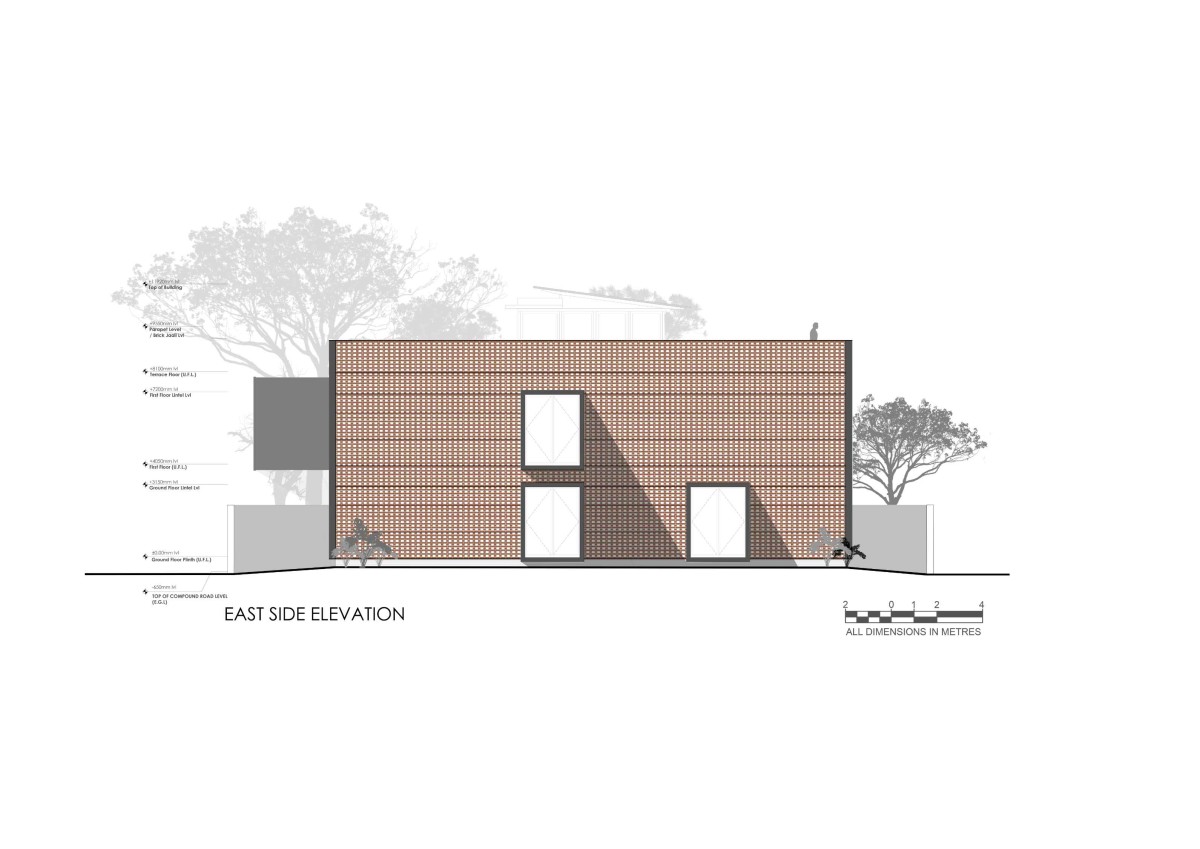 East Elevation of Ishtika House by SPASM Design Architects