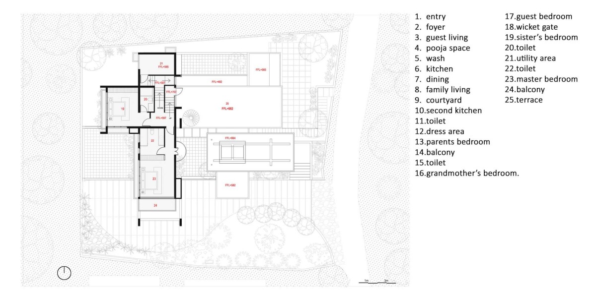 First Floor Plan of Athira-Paras Residence by Studio Acis