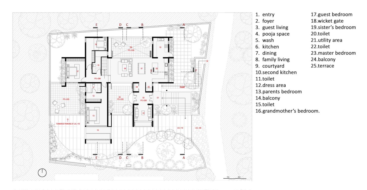 Ground Floor Plan of Athira-Paras Residence by Studio Acis