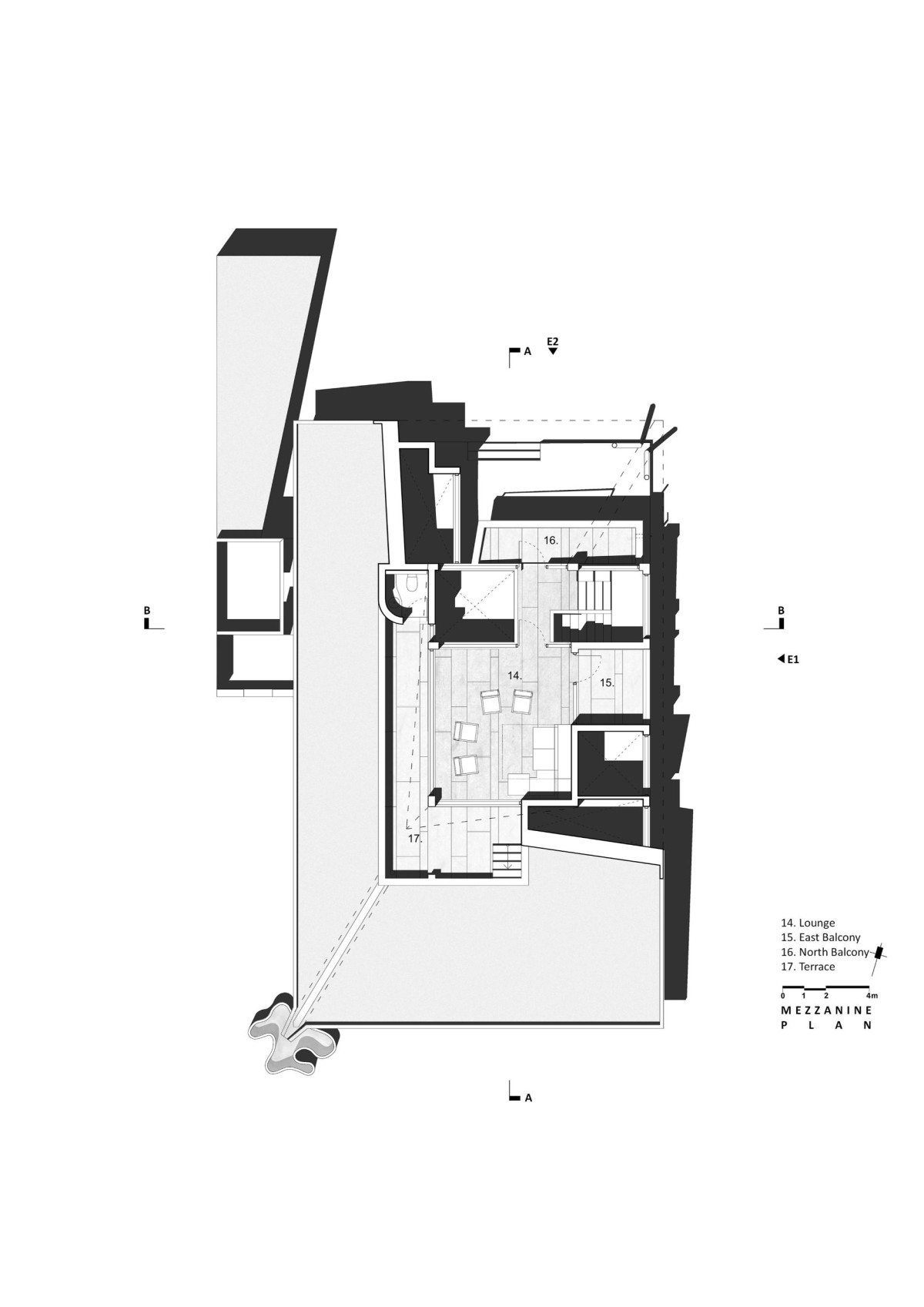 Mezanine floor plan of House at Gulmohar Greens by Studio 4000