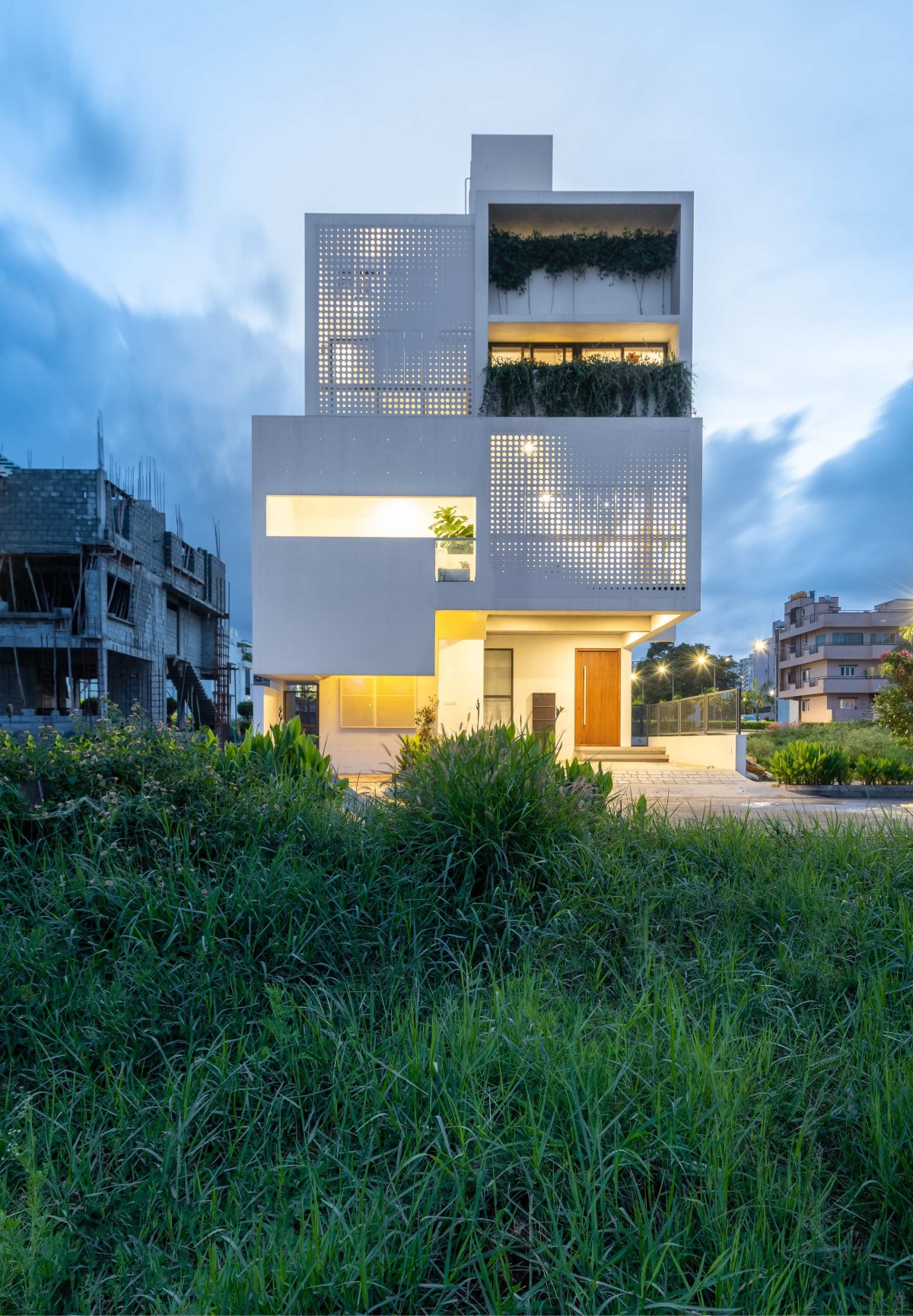 Dusk light exterior view of Lucid House by ma+rs