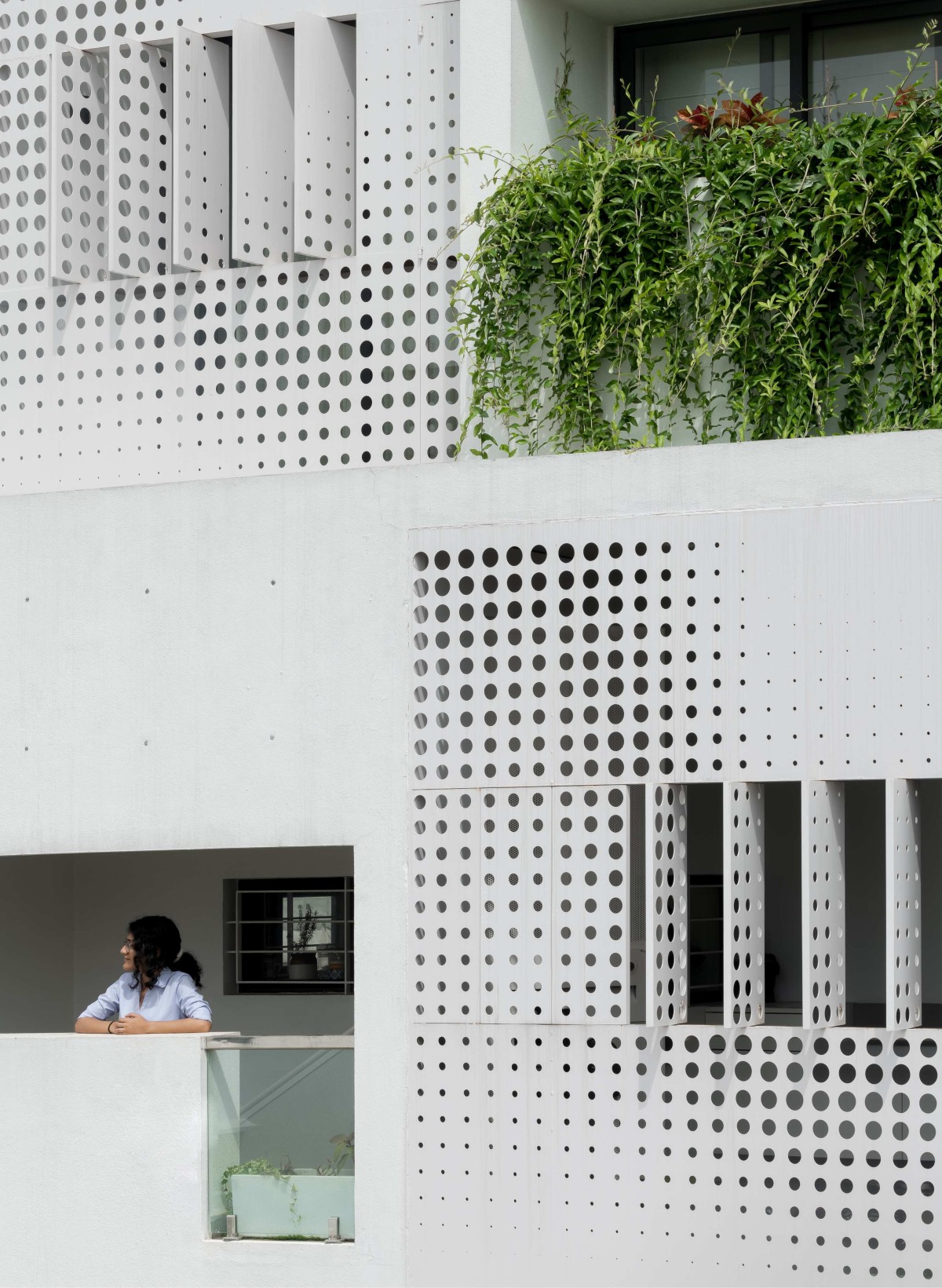 Detailed shot of facade of Lucid House by ma+rs