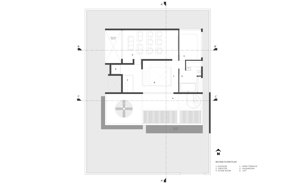 Second floor plan of 2Box House by DF Architects
