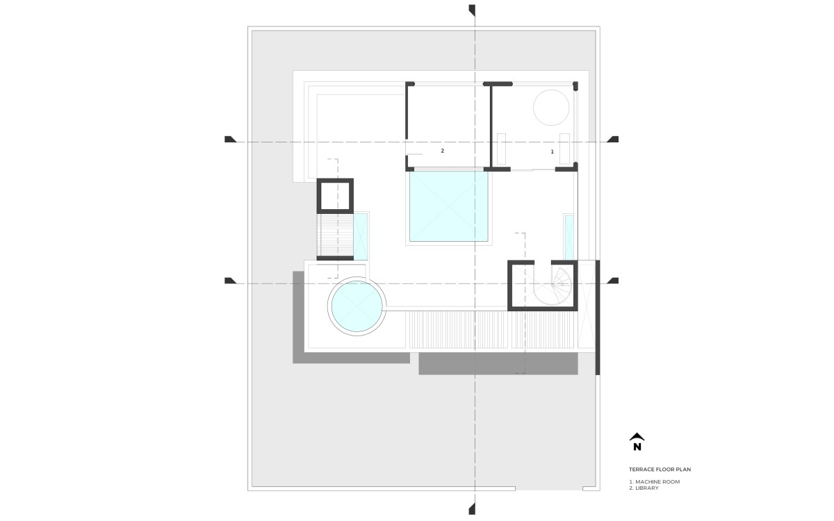 Terrace floor plan of 2Box House by DF Architects