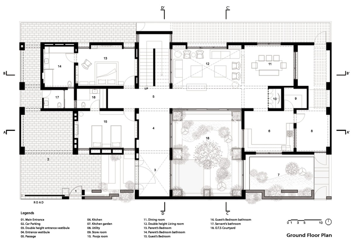 Ground Floor Plan of An Urban House by MISA Architects