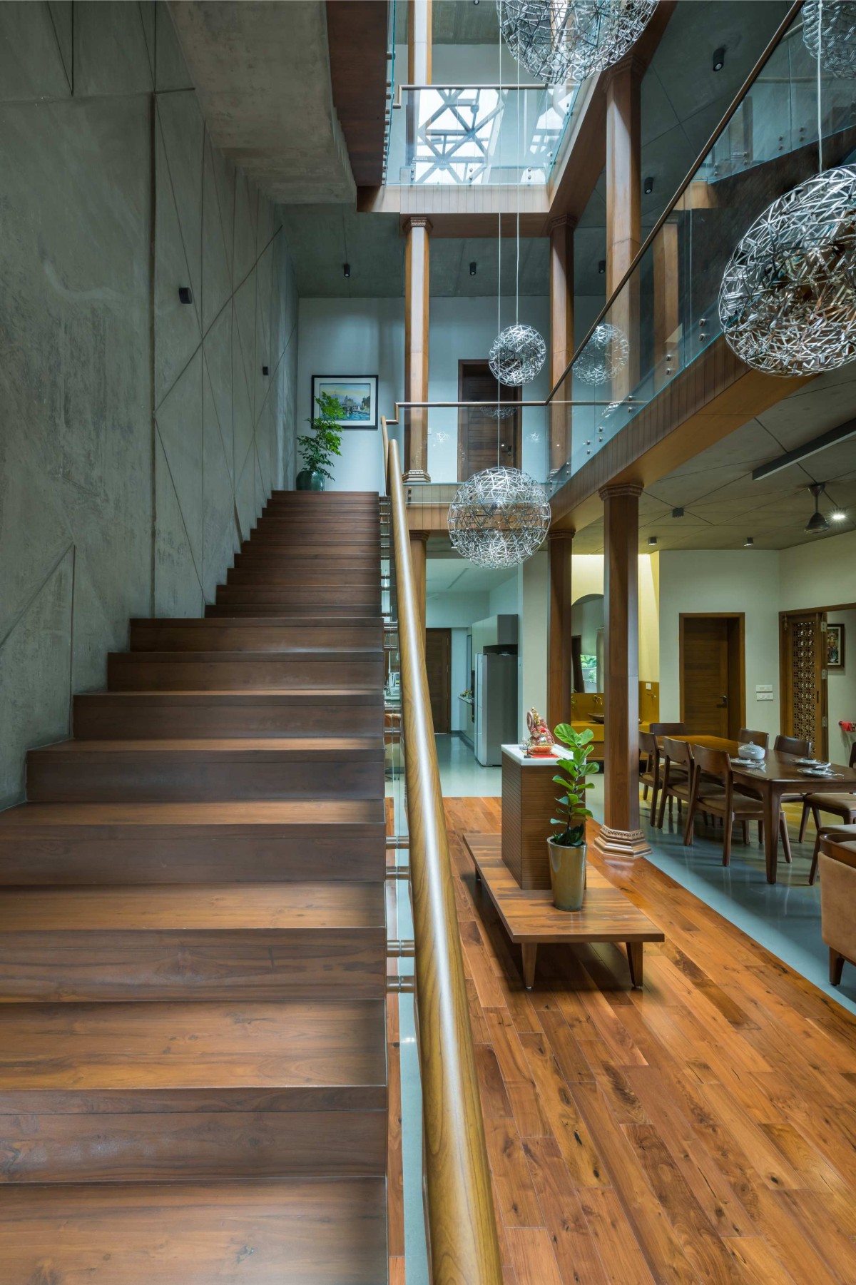 Courtyard and staircase of An Indian Abode by K.N. Associates