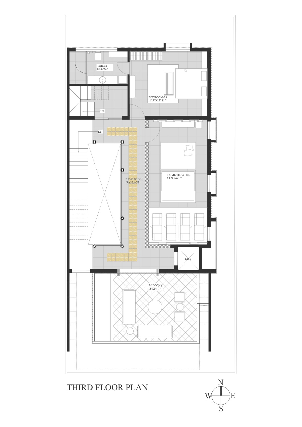 Third floor plan of An Indian Abode by K.N. Associates
