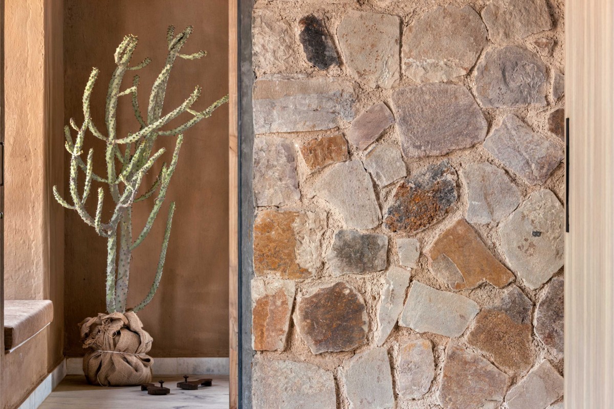 Detailed shot of wall of Stone House by Sketch Design Studio
