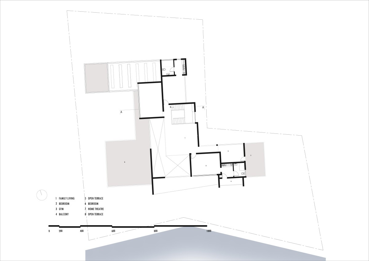 First floor plan of Milash Residence by Nufail Shabana Architects