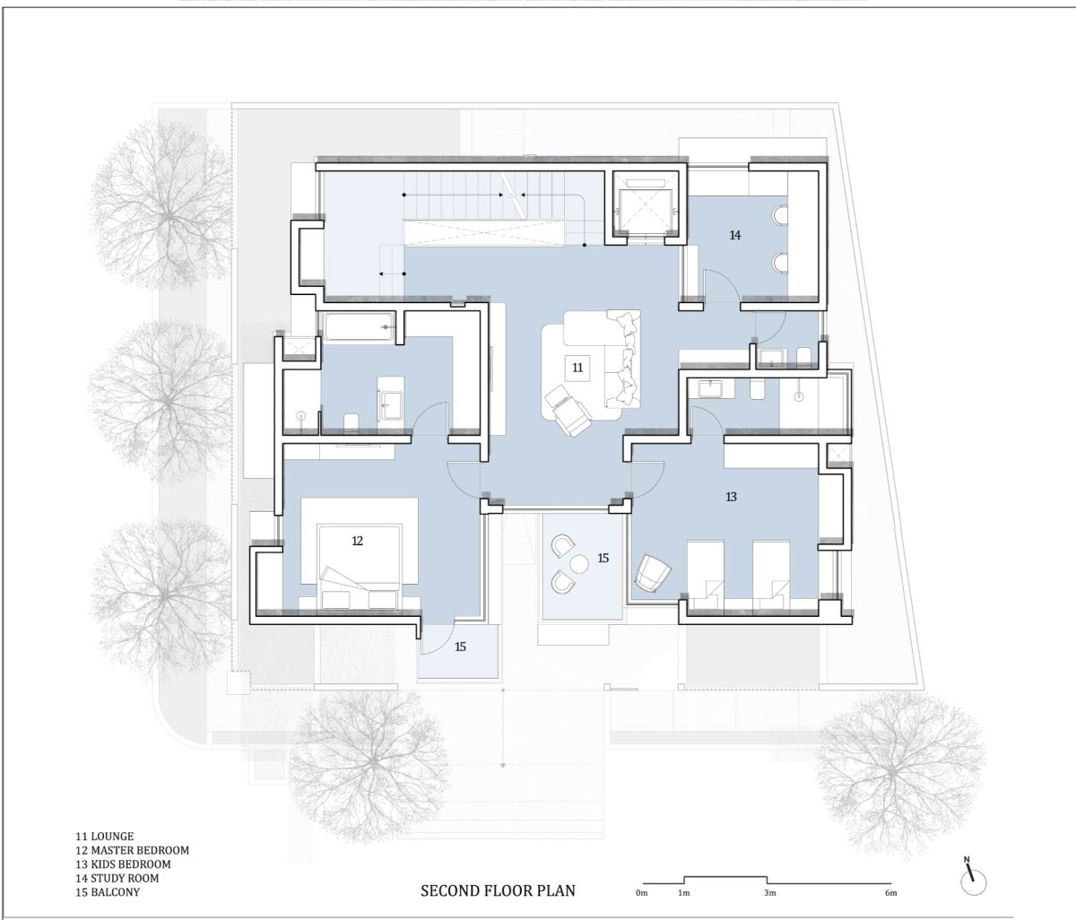 Second floor plan of RL Residence by SDeG