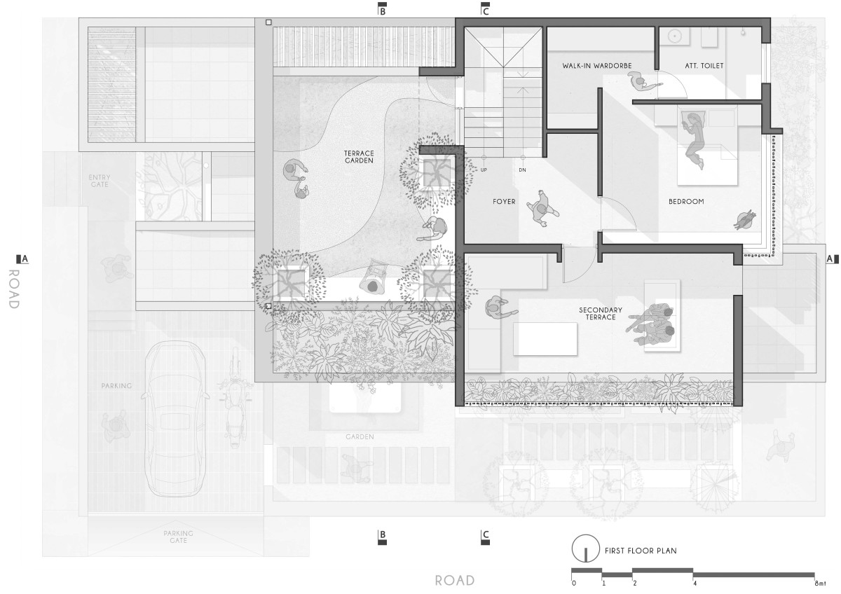 First floor plan of House of Peeping Creepers by Studio What If