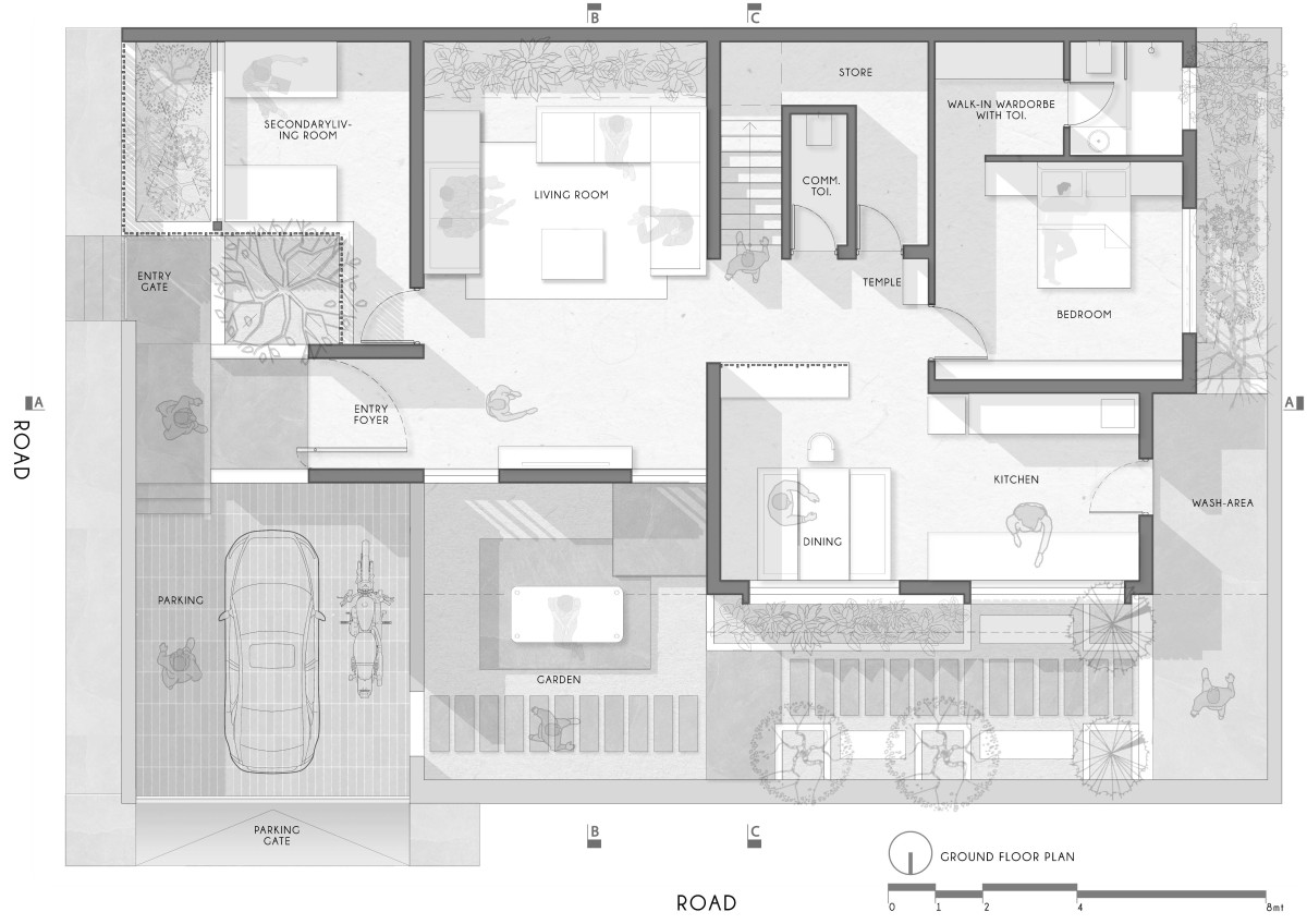 Ground floor plan of House of Peeping Creepers by Studio What If