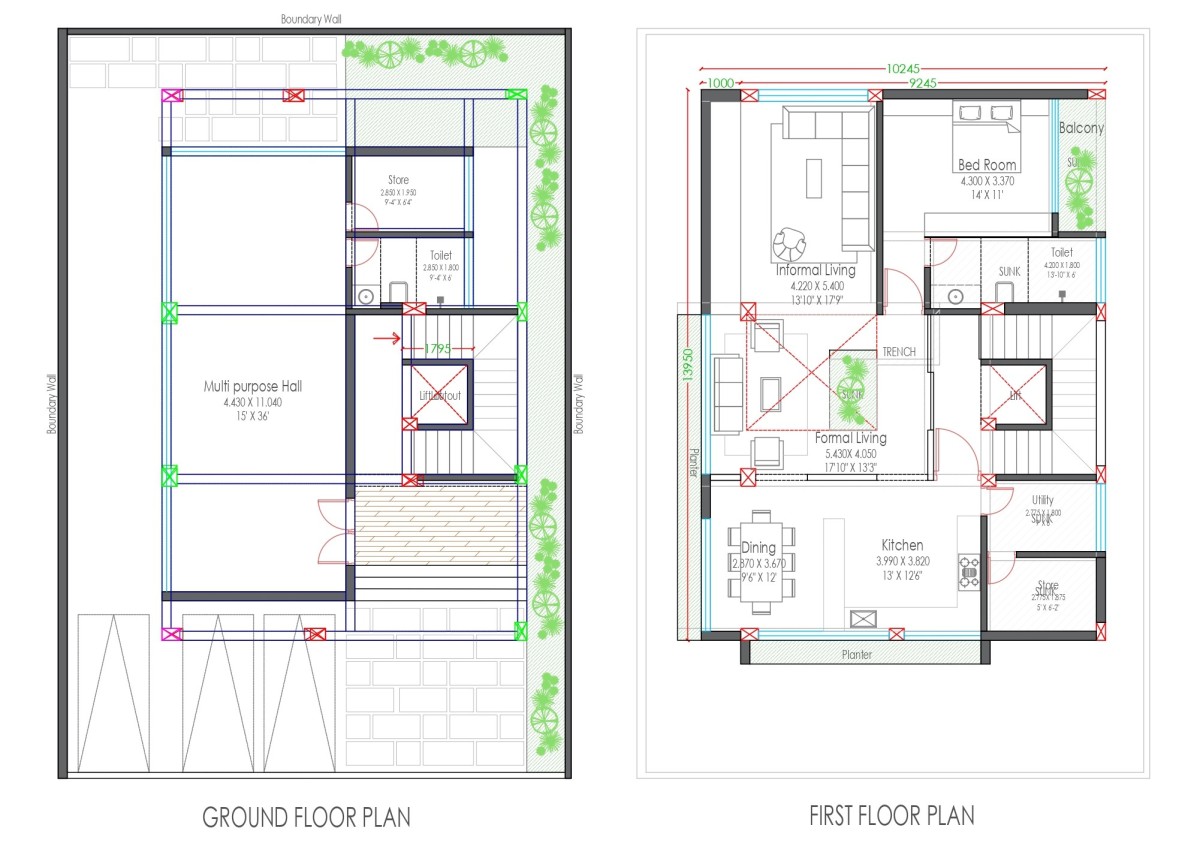 Ground Floor and First Floor Plan of Mr. Huzefa Residence by Design Quest
