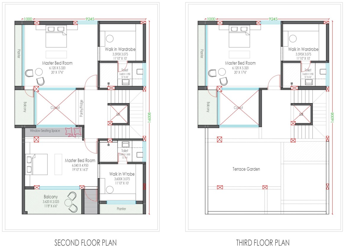 Second Floor and Third Floor Plan of Mr. Huzefa Residence by Design Quest