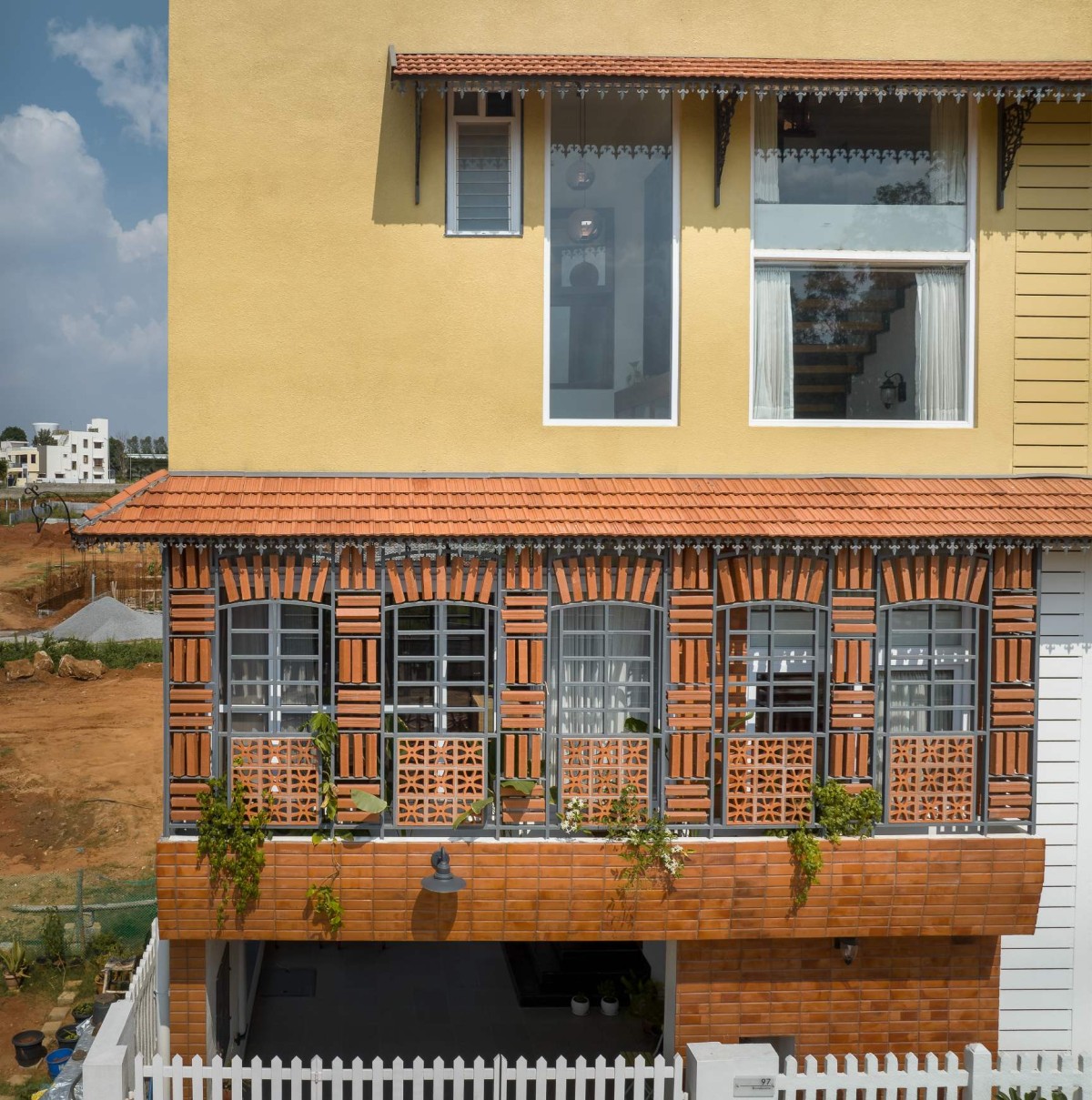 Exterior view of Brindavana Residence by Veerajshet Design Studio