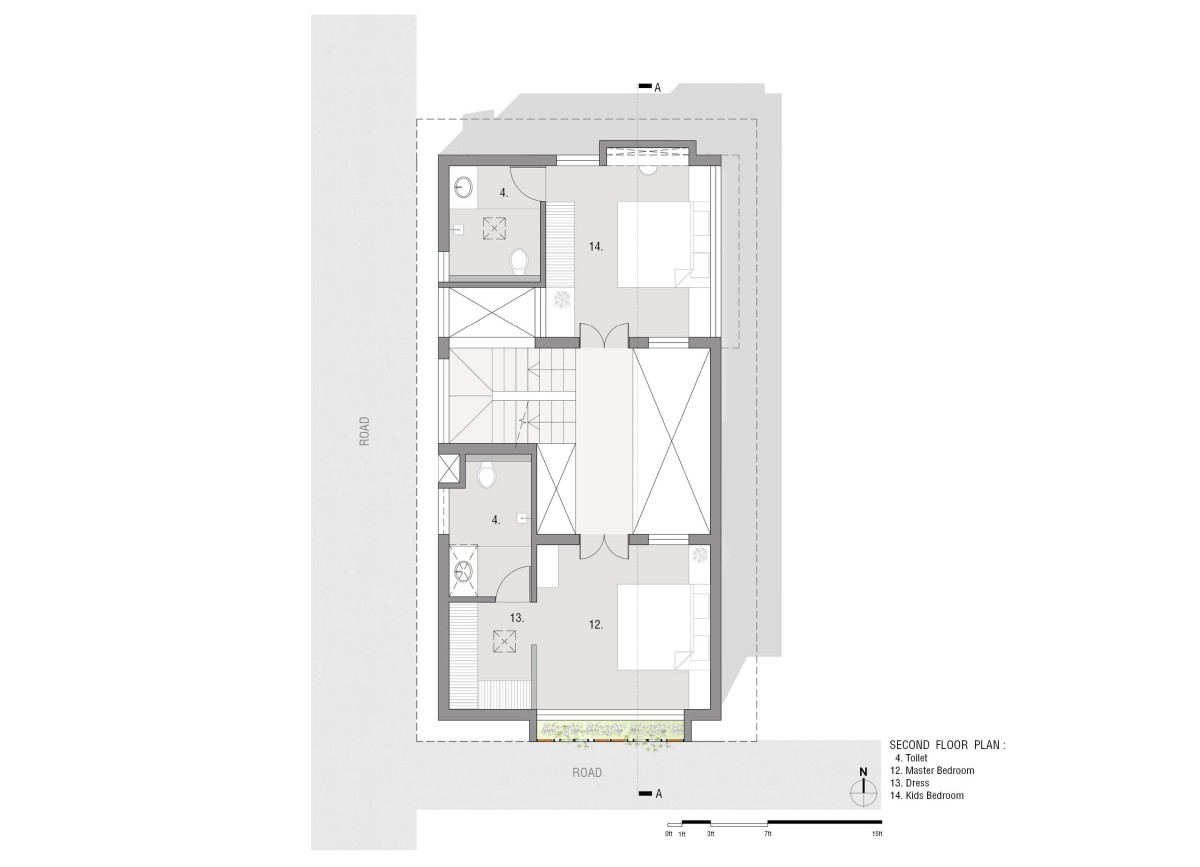 Second floor plan of Brindavana Residence by Veerajshet Design Studio
