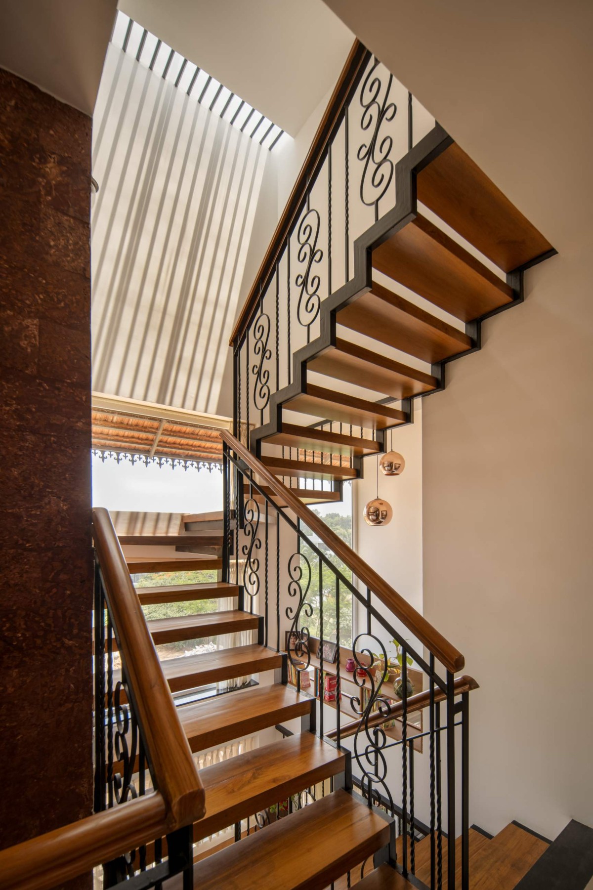 Staircase of Brindavana Residence by Veerajshet Design Studio