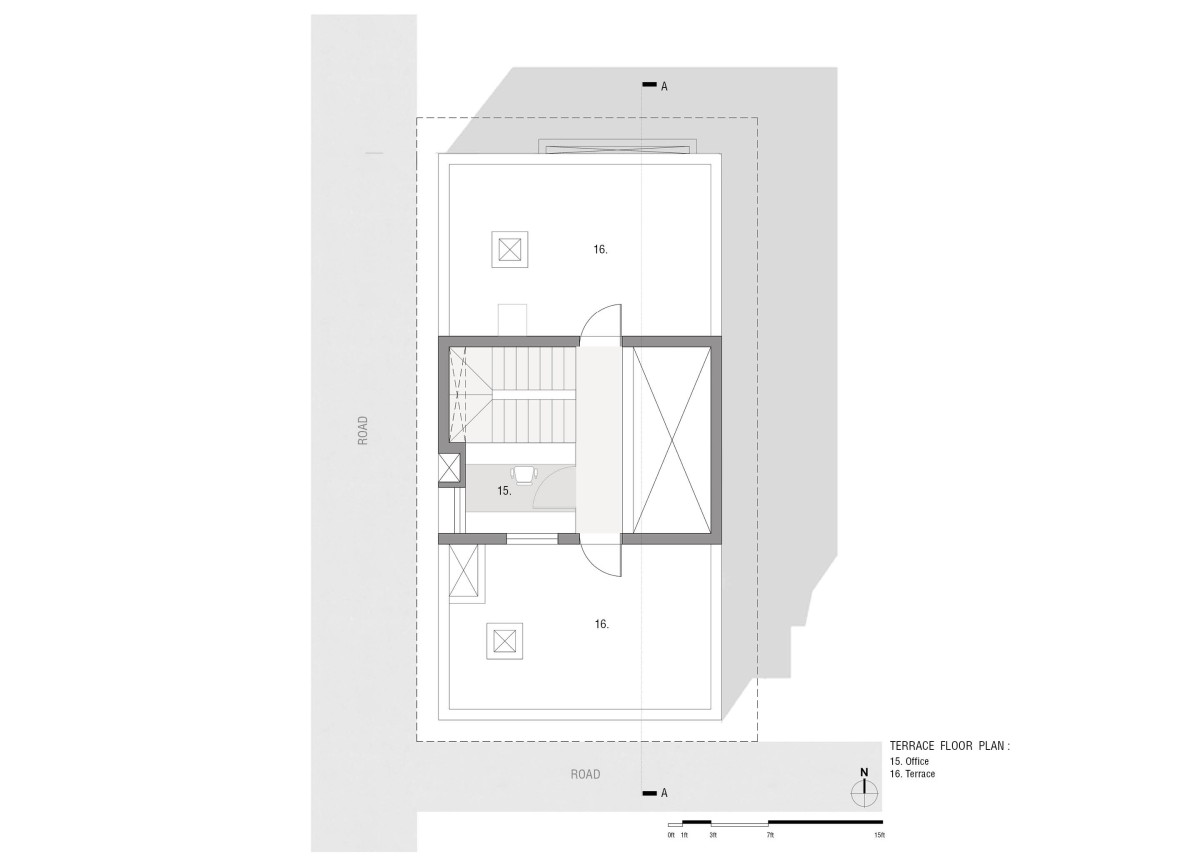 Terrace floor plan of Brindavana Residence by Veerajshet Design Studio
