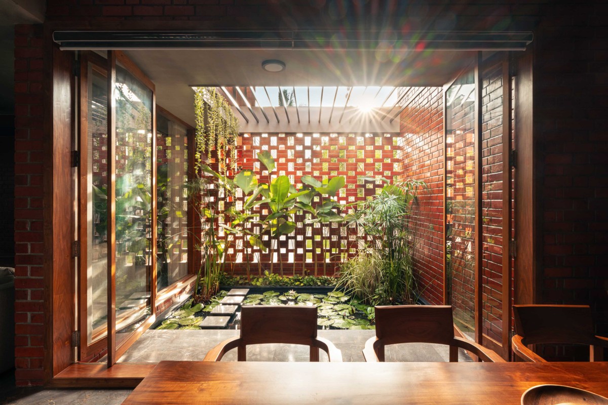 Courtyard view of The Kenz House by Srijit Srinivas Architects