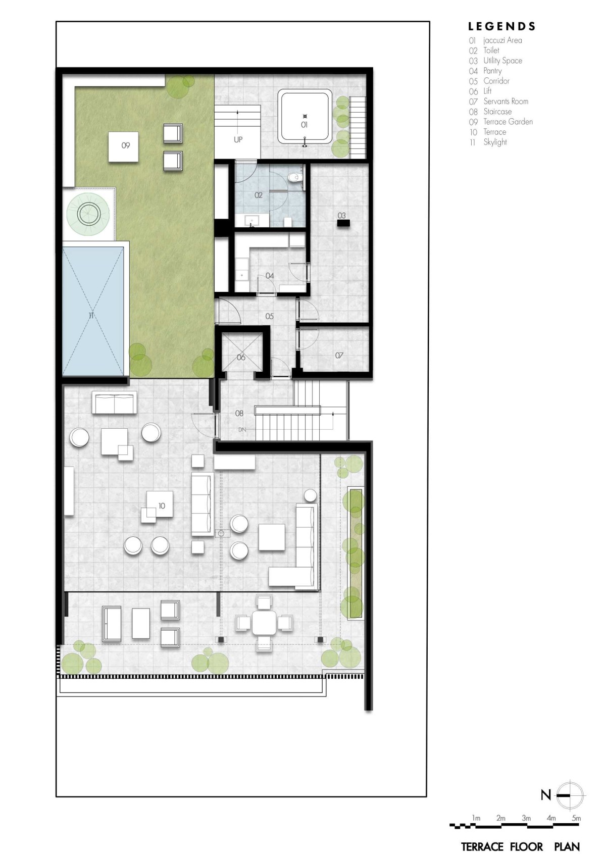Terrace floor plan of Swatantra Residence by Spaces Architects@ka