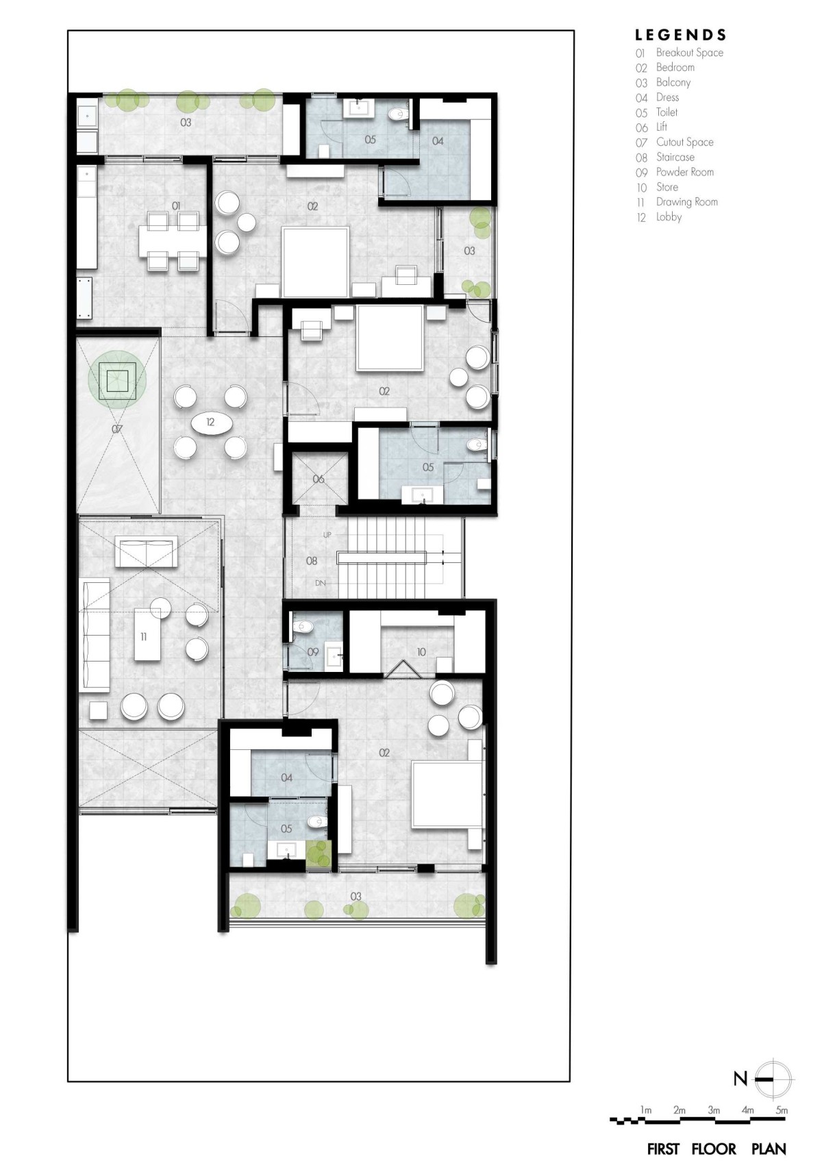 First floor plan of Swatantra Residence by Spaces Architects@ka