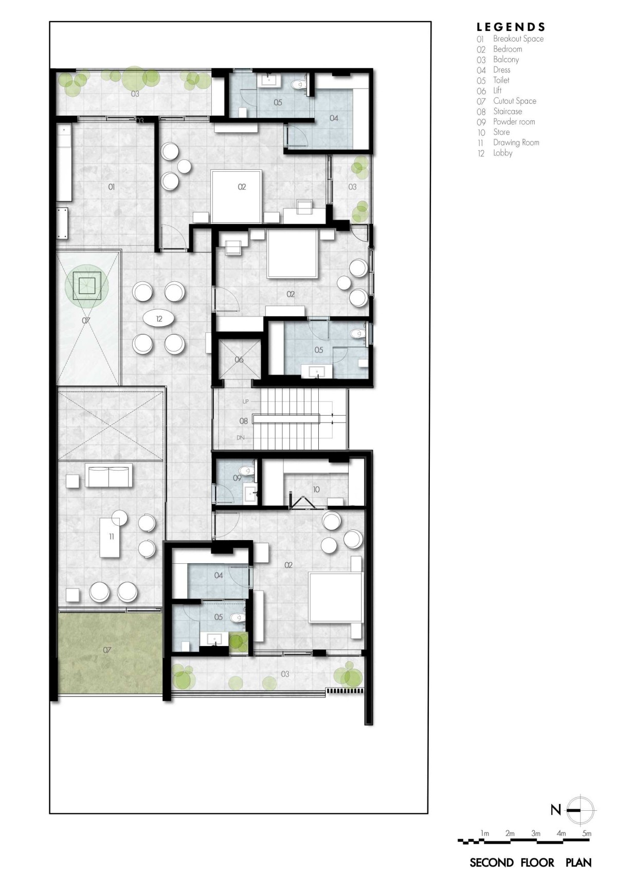 Second floor plan of Swatantra Residence by Spaces Architects@ka