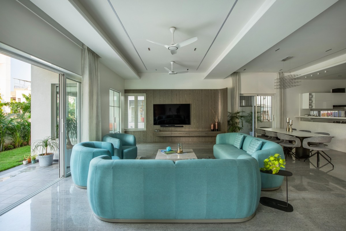 Living room of The RAS House by Nirmanam Design Studio