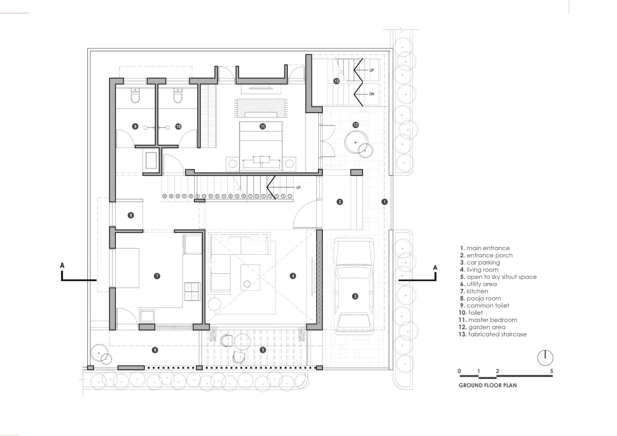 Ground Floor Plan of Crossroad House by Studio Habitect