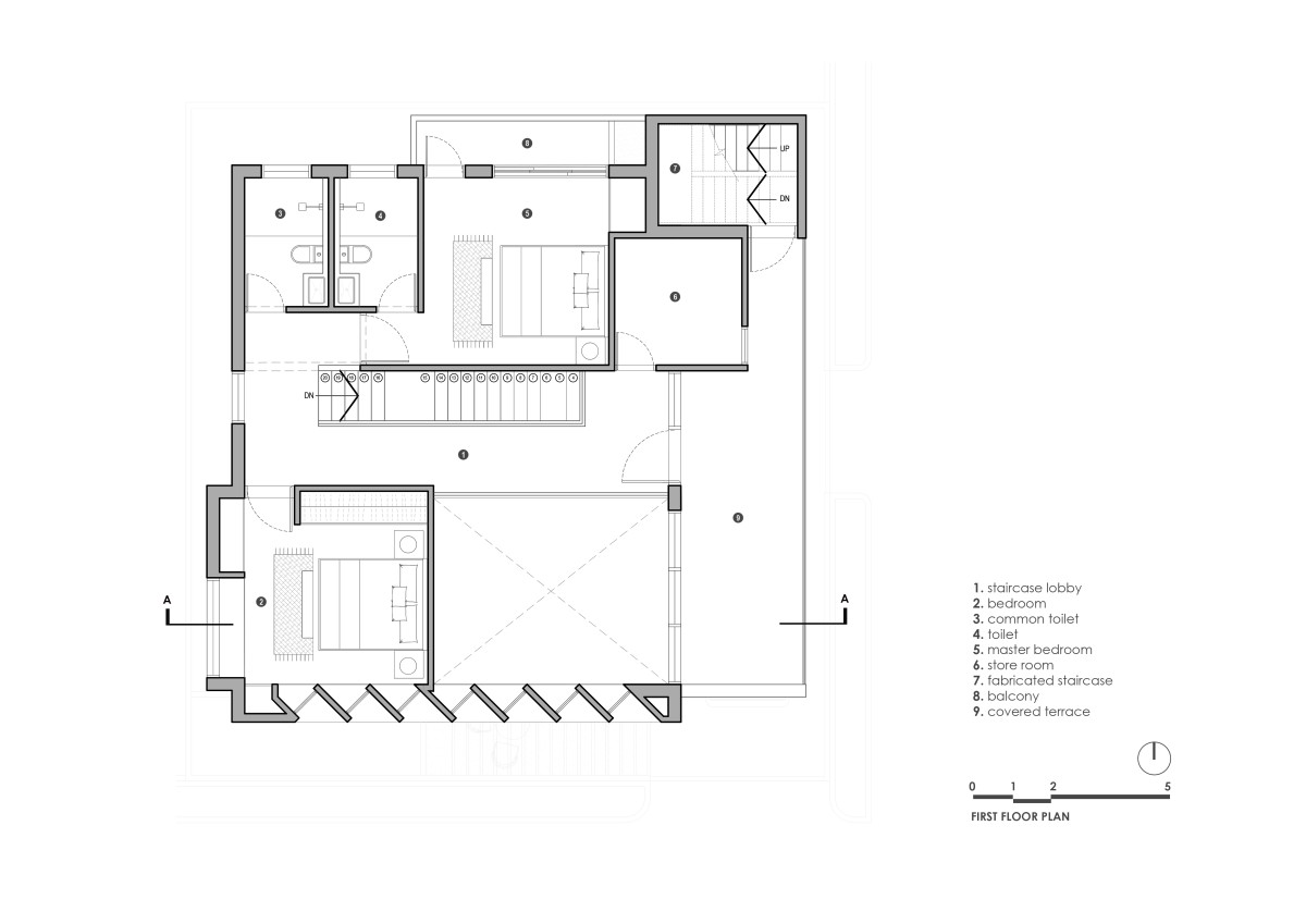 First Floor Plan of Crossroad House by Studio Habitect