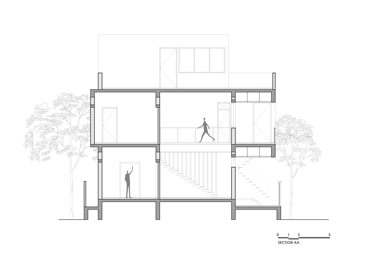 Section A of Crossroad House by Studio Habitect