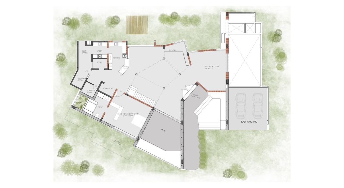 Ground floor plan of Gazebo of Symphony of Elements by Wright Inspires