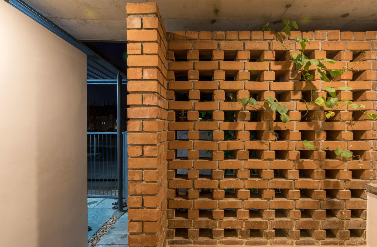 Detailed shot of brick wall of Brick House by Studio 1008