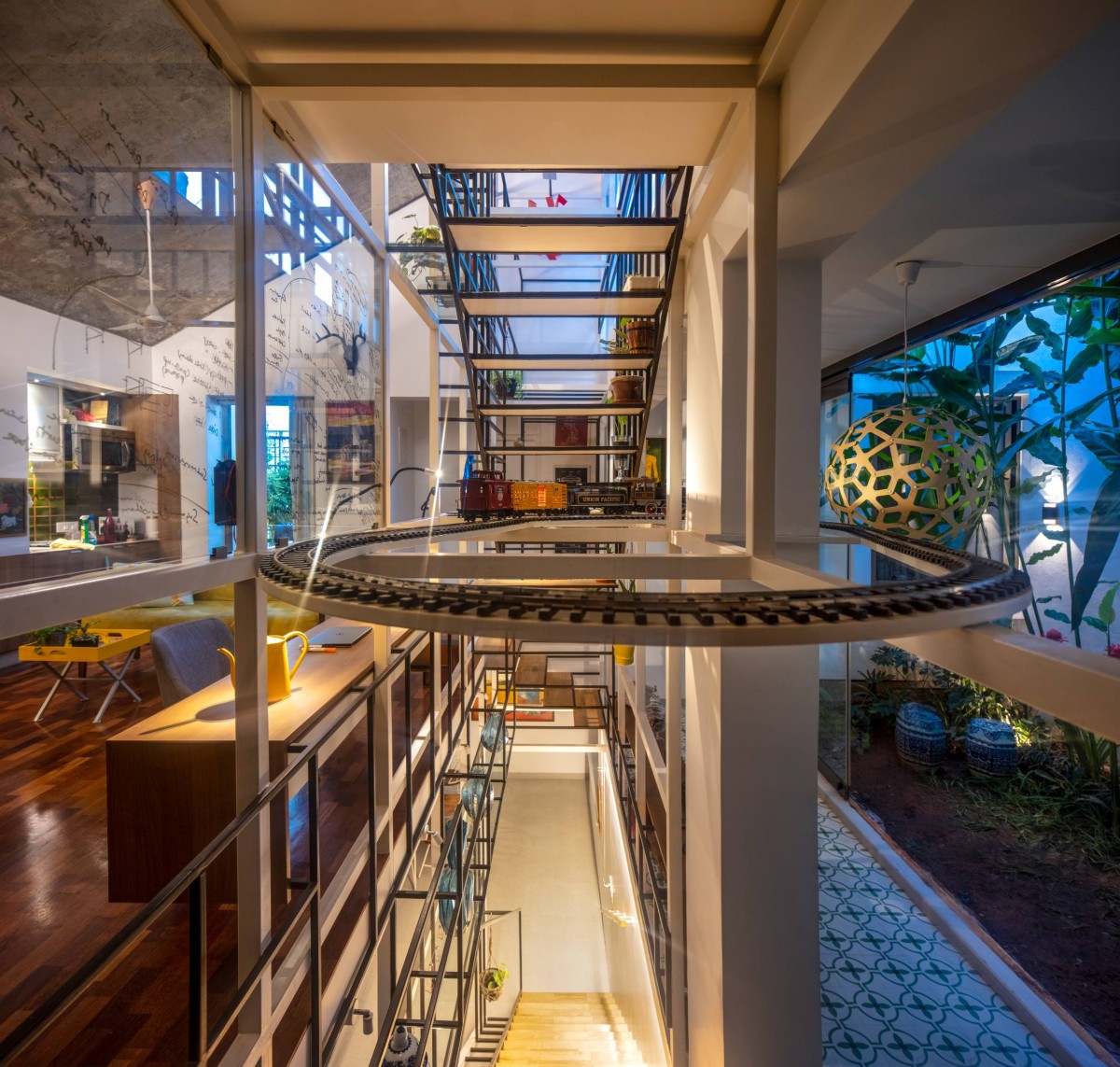 The Central Steel Space and the toy train by Gaurav Roy Choudhury Architects