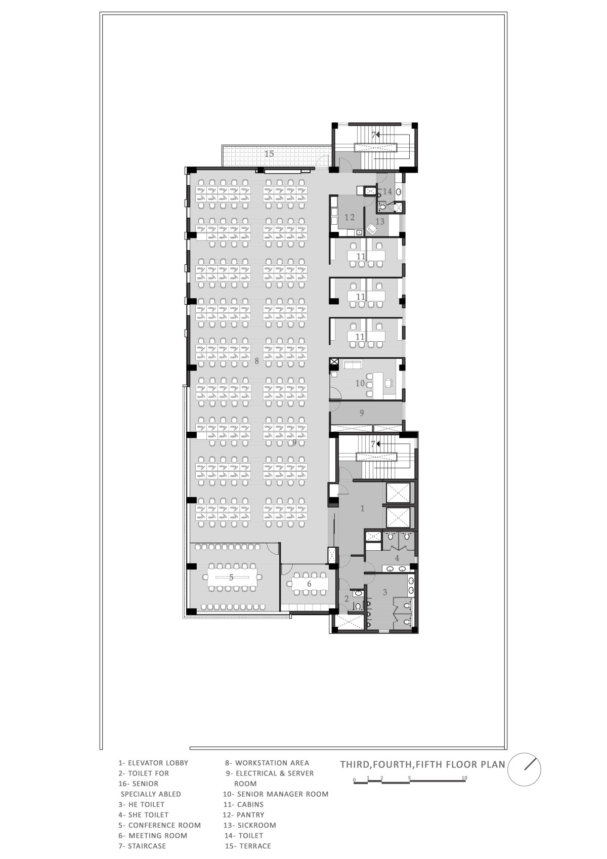 Third to Fifth floor plan of Outline by Design Three Sixty
