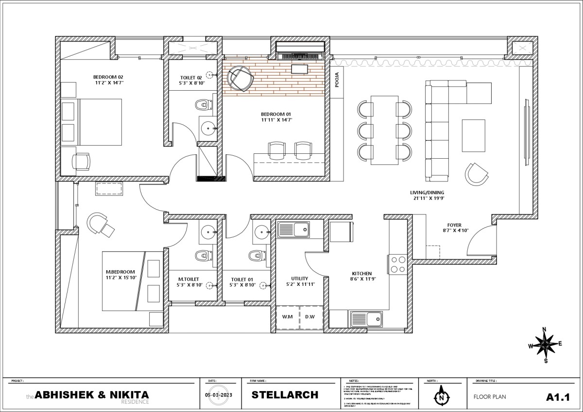 Floor Plan of Mr. & Mrs. Abhishek Residence by Stellarch