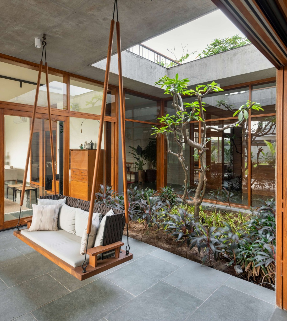 Courtyard of Hovering House of Parikhs by Anarr Gunjaria Interiors and Modo Design 0