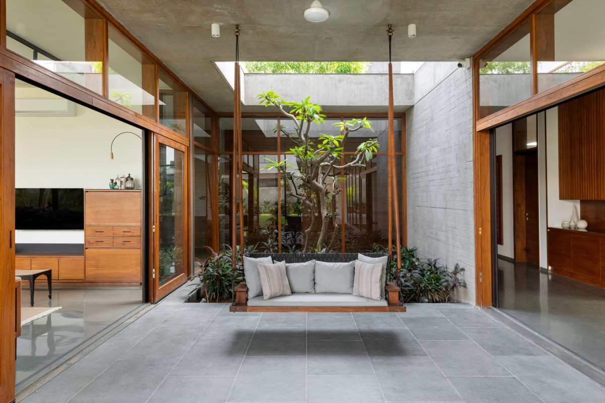 Courtyard of Hovering House of Parikhs by Anarr Gunjaria Interiors and Modo Design 0