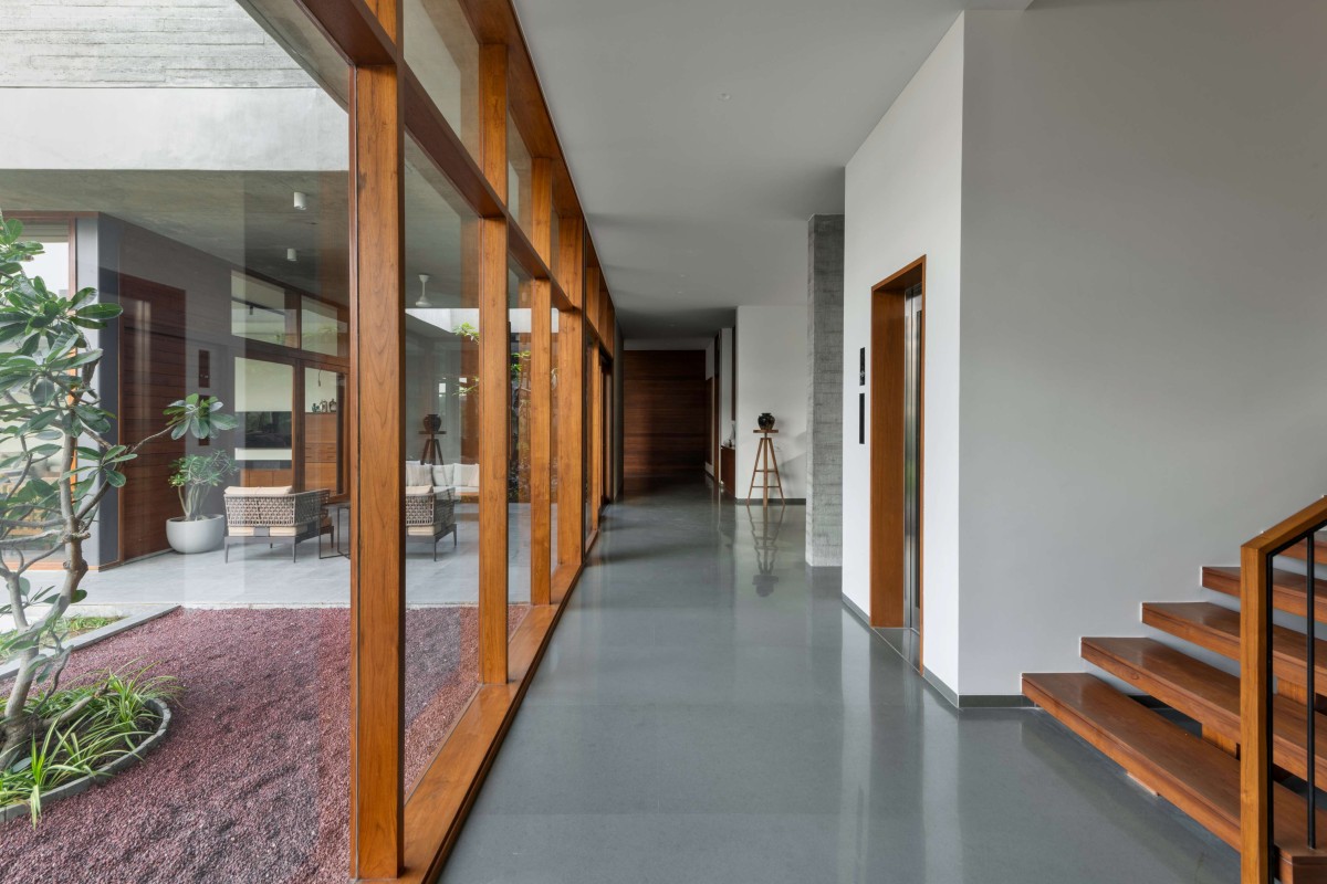 Ground Floor Passage of Hovering House of Parikhs by Anarr Gunjaria Interiors and Modo Design