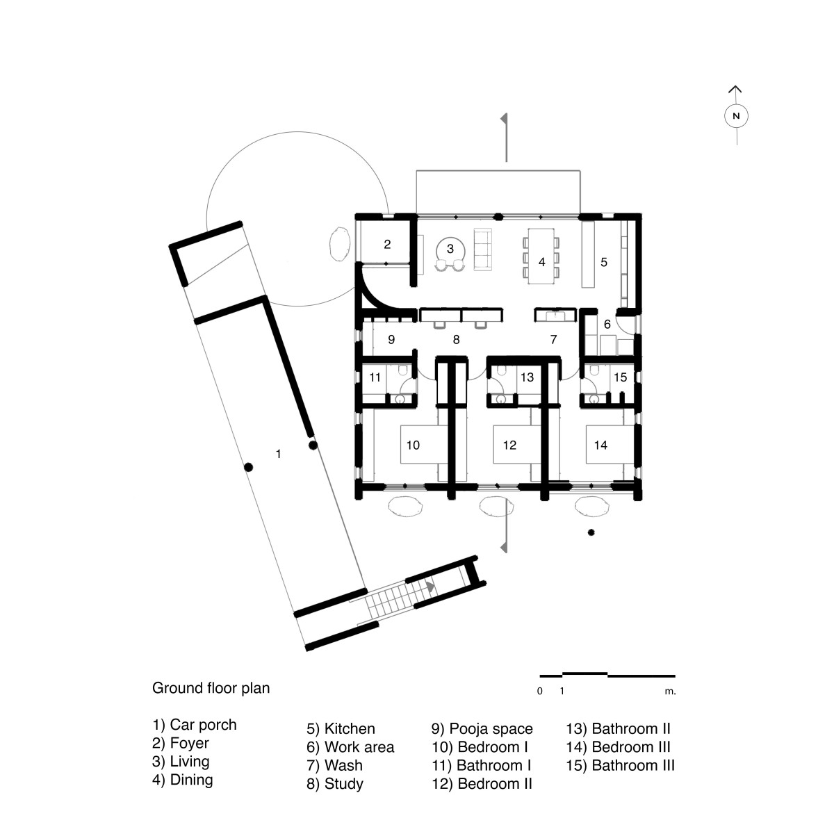 Ground floor plan of Artist Residence & Atelier by Cochin Creative Collective