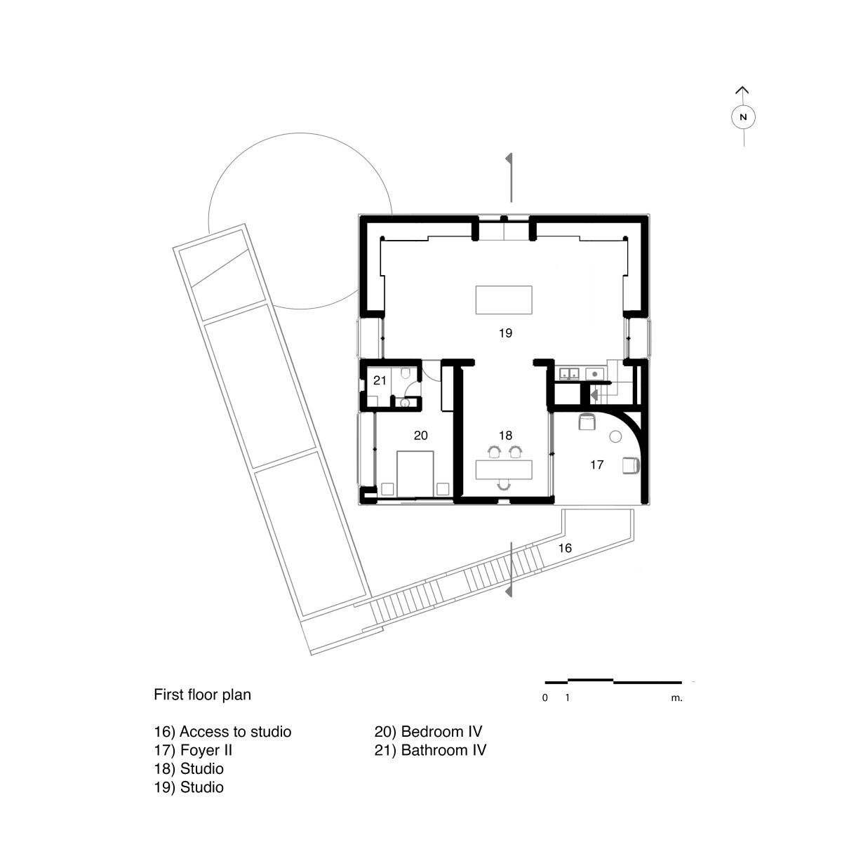 First floor plan of Artist Residence & Atelier by Cochin Creative Collective