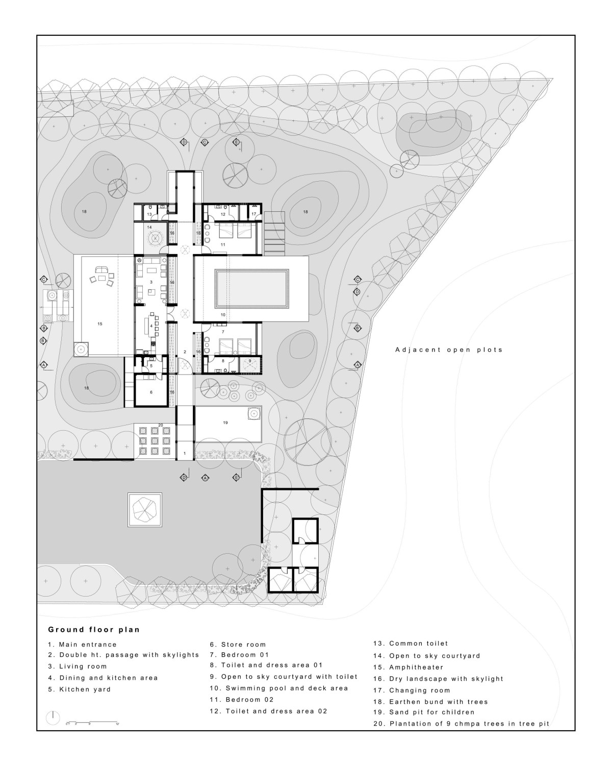 Ground floor plan of Two Bay House by MISA Architects