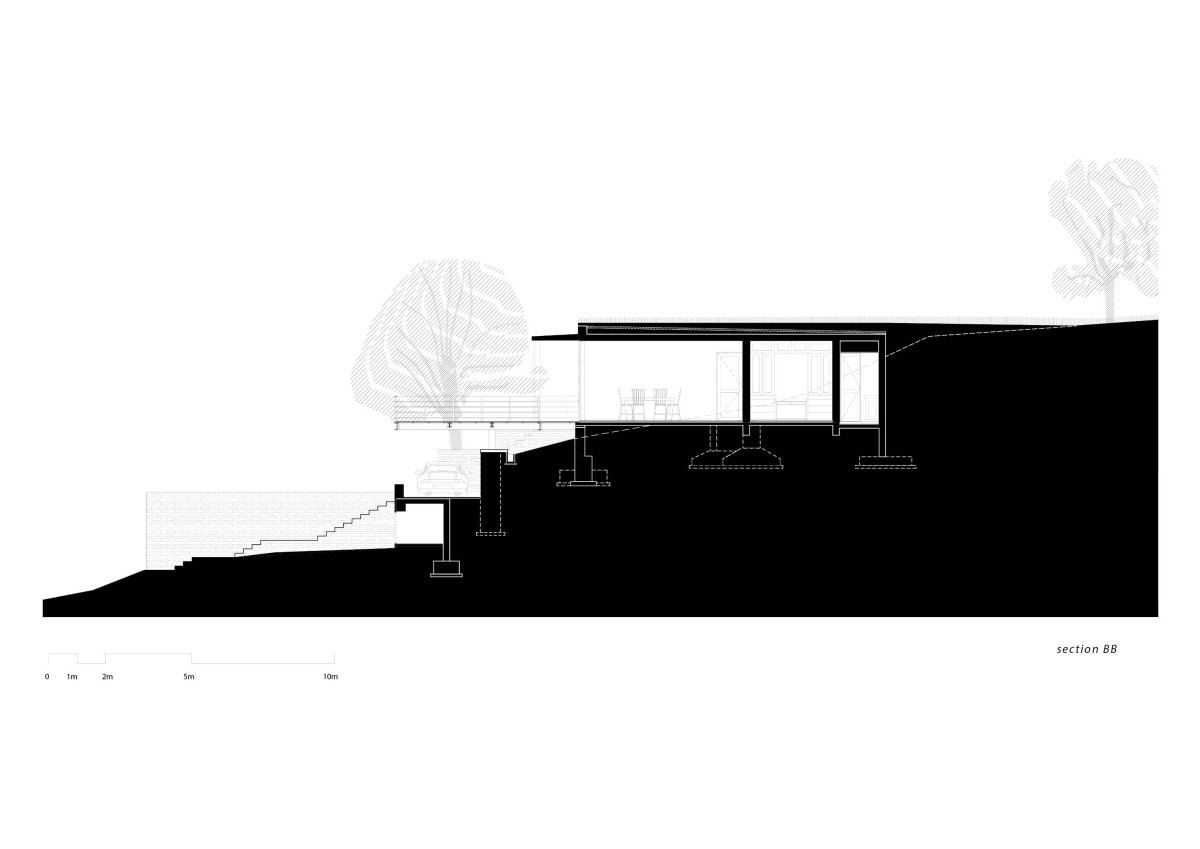 Section BB of The Riparian House by Architecture BRIO
