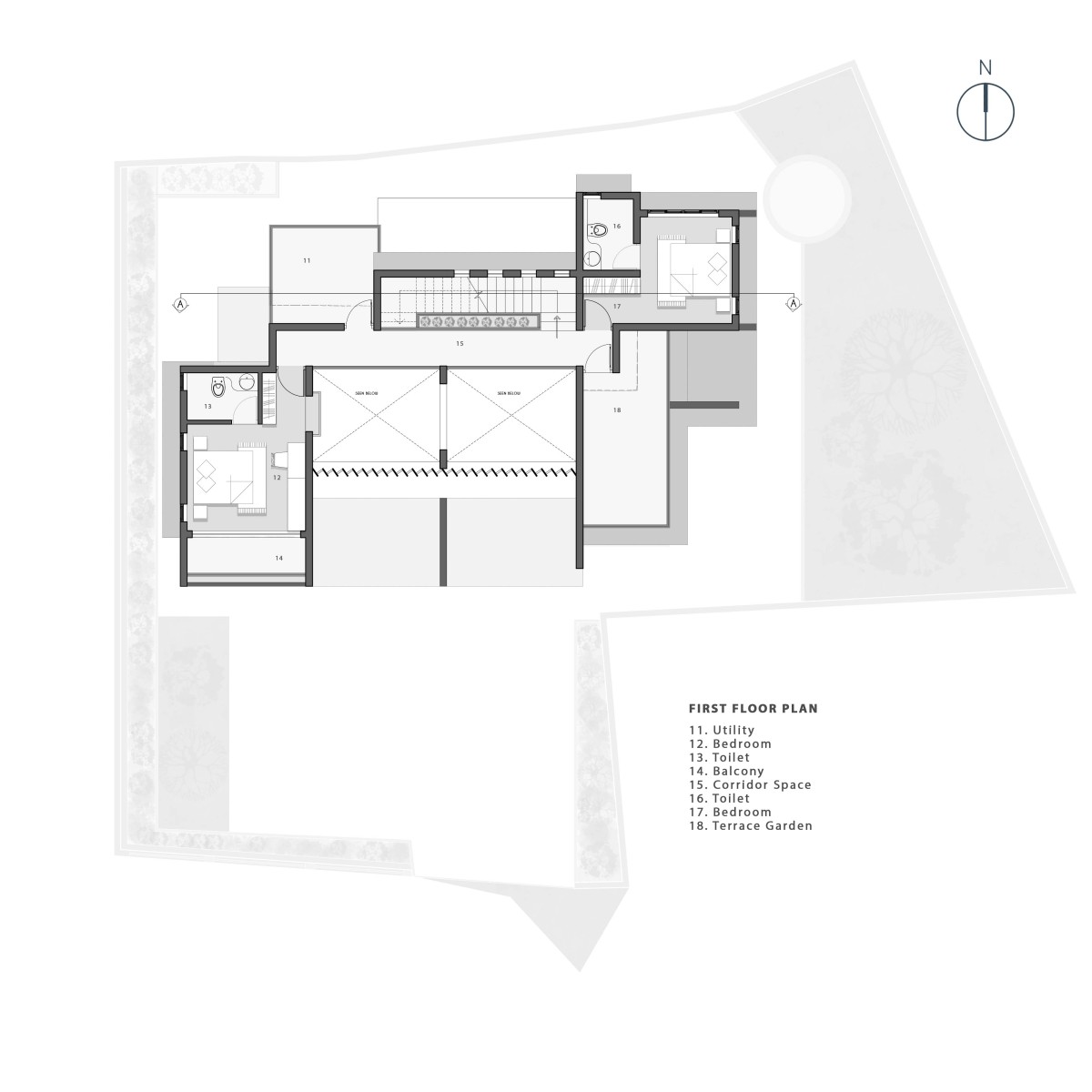 First Floor plan of Meghamalhar by T Square Architects